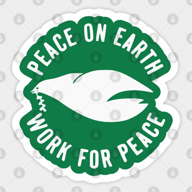 Retro Peace on Earth Work for Peace Anti-Vietnam Protest Button Sticker by Yesteeyear